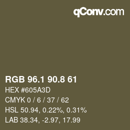 Color code: RGB 96.1 90.8 61 | qconv.com