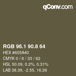 Color code: RGB 96.1 90.8 64 | qconv.com