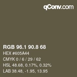 Código de color: RGB 96.1 90.8 68 | qconv.com