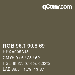 Color code: RGB 96.1 90.8 69 | qconv.com