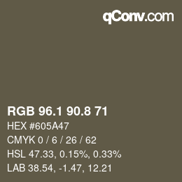 Color code: RGB 96.1 90.8 71 | qconv.com