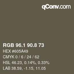 Color code: RGB 96.1 90.8 73 | qconv.com