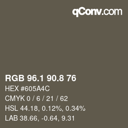 Color code: RGB 96.1 90.8 76 | qconv.com