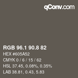 Color code: RGB 96.1 90.8 82 | qconv.com