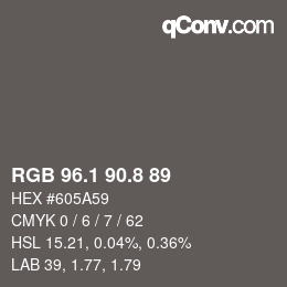 Color code: RGB 96.1 90.8 89 | qconv.com
