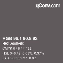 Código de color: RGB 96.1 90.8 92 | qconv.com
