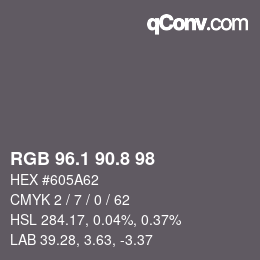 Color code: RGB 96.1 90.8 98 | qconv.com