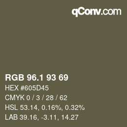 カラーコード: RGB 96.1 93 69 | qconv.com
