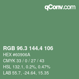 カラーコード: RGB 96.3 144.4 106 | qconv.com
