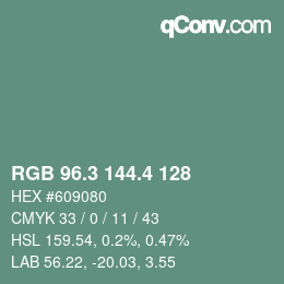 カラーコード: RGB 96.3 144.4 128 | qconv.com
