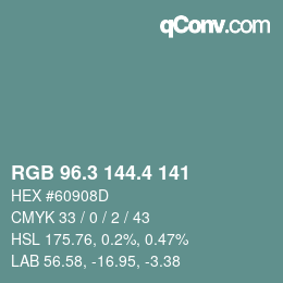 カラーコード: RGB 96.3 144.4 141 | qconv.com