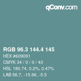 カラーコード: RGB 96.3 144.4 145 | qconv.com