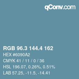 カラーコード: RGB 96.3 144.4 162 | qconv.com