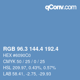 カラーコード: RGB 96.3 144.4 192.4 | qconv.com