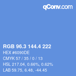 カラーコード: RGB 96.3 144.4 222 | qconv.com