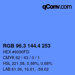 カラーコード: RGB 96.3 144.4 253 | qconv.com