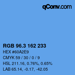 カラーコード: RGB 96.3 162 233 | qconv.com