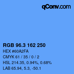 カラーコード: RGB 96.3 162 250 | qconv.com