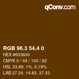 カラーコード: RGB 96.3 54.4 0 | qconv.com
