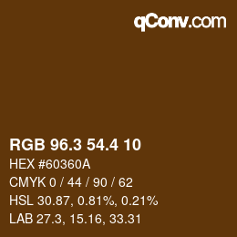 カラーコード: RGB 96.3 54.4 10 | qconv.com
