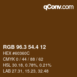 カラーコード: RGB 96.3 54.4 12 | qconv.com