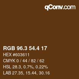 カラーコード: RGB 96.3 54.4 17 | qconv.com