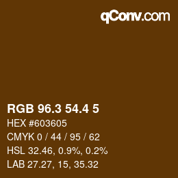 カラーコード: RGB 96.3 54.4 5 | qconv.com