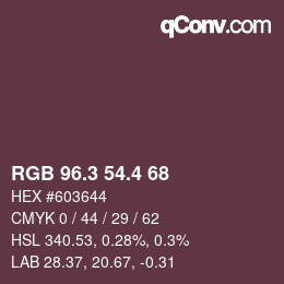 カラーコード: RGB 96.3 54.4 68 | qconv.com