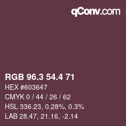 カラーコード: RGB 96.3 54.4 71 | qconv.com