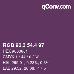 カラーコード: RGB 96.3 54.4 97 | qconv.com
