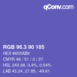 カラーコード: RGB 96.3 90 185 | qconv.com