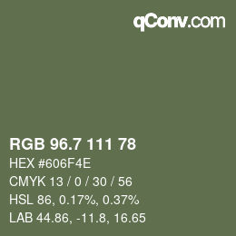 カラーコード: RGB 96.7 111 78 | qconv.com
