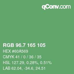 カラーコード: RGB 96.7 165 105 | qconv.com