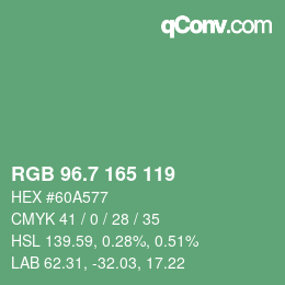 カラーコード: RGB 96.7 165 119 | qconv.com