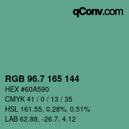 カラーコード: RGB 96.7 165 144 | qconv.com