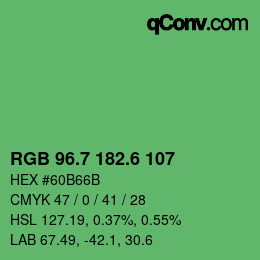 颜色代码: RGB 96.7 182.6 107 | qconv.com