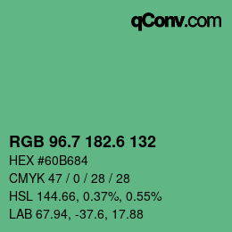 カラーコード: RGB 96.7 182.6 132 | qconv.com