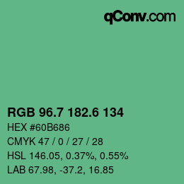 カラーコード: RGB 96.7 182.6 134 | qconv.com