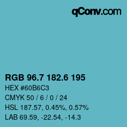 カラーコード: RGB 96.7 182.6 195 | qconv.com