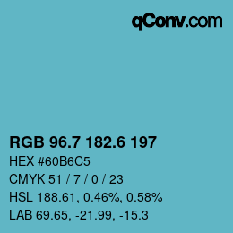 カラーコード: RGB 96.7 182.6 197 | qconv.com