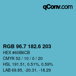 カラーコード: RGB 96.7 182.6 203 | qconv.com