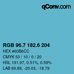 カラーコード: RGB 96.7 182.6 204 | qconv.com