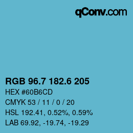 カラーコード: RGB 96.7 182.6 205 | qconv.com