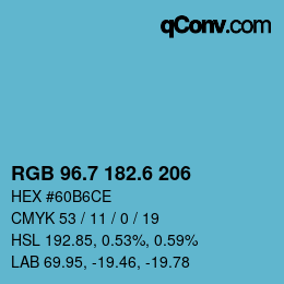 カラーコード: RGB 96.7 182.6 206 | qconv.com
