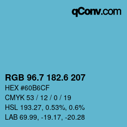 カラーコード: RGB 96.7 182.6 207 | qconv.com