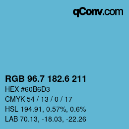 カラーコード: RGB 96.7 182.6 211 | qconv.com