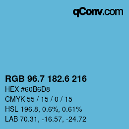 カラーコード: RGB 96.7 182.6 216 | qconv.com