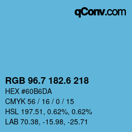 カラーコード: RGB 96.7 182.6 218 | qconv.com