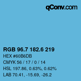 カラーコード: RGB 96.7 182.6 219 | qconv.com