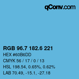 カラーコード: RGB 96.7 182.6 221 | qconv.com